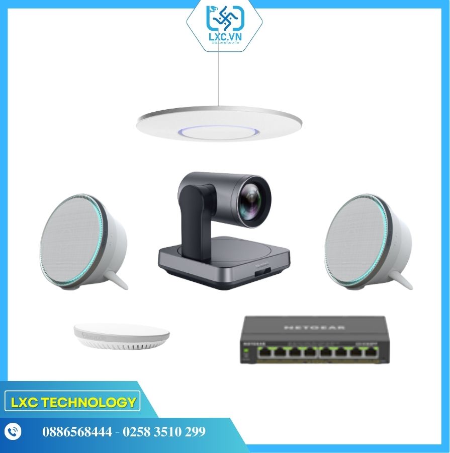 Bộ thiết bị hội nghị HuddleY2 (Yealink UVC84, Shure Stem Ceiling, Speaker, Hub và Switch POE) | Chính hãng