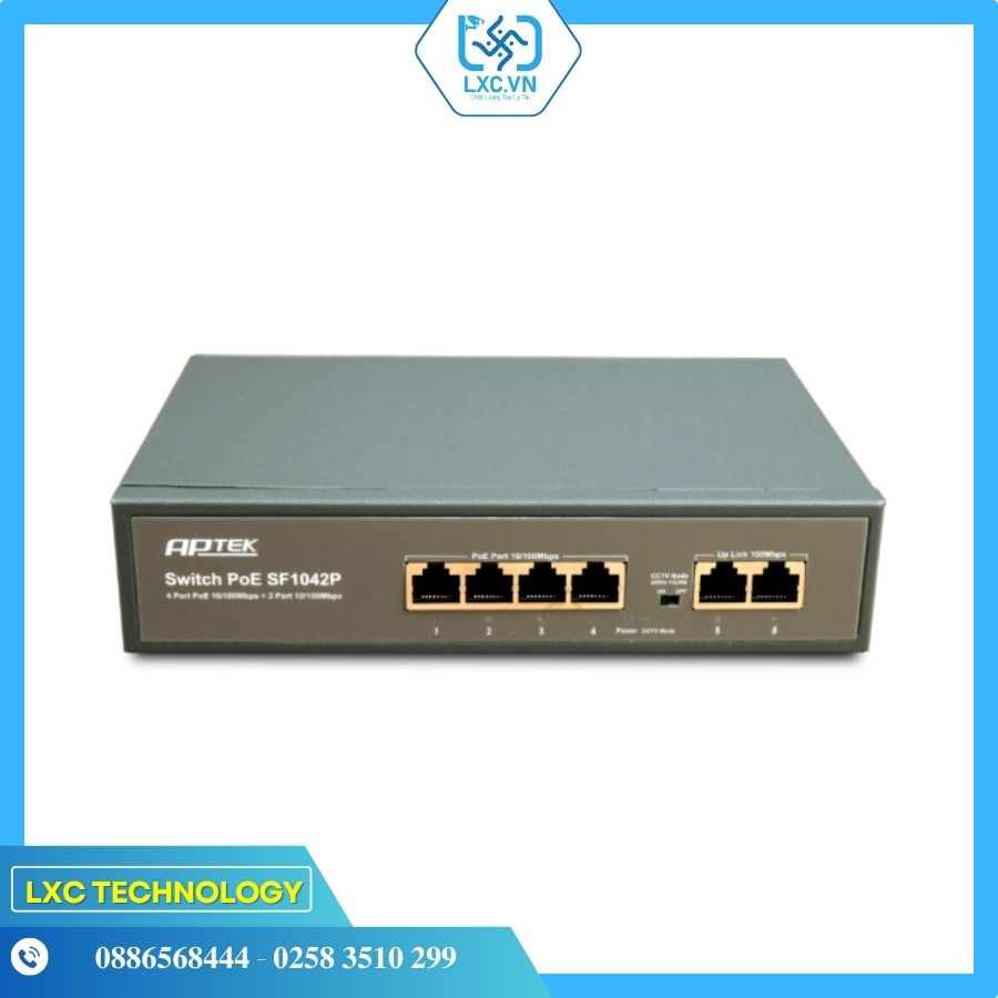Switch 4 port PoE APTEK SF1042P | Chính hãng